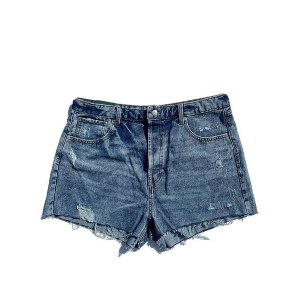 WILD FABLE HIGHEST RISE CUTOFF BLUE DENIM SHORTS FRAYED HEM DISTRESSED SZ 16 NWT